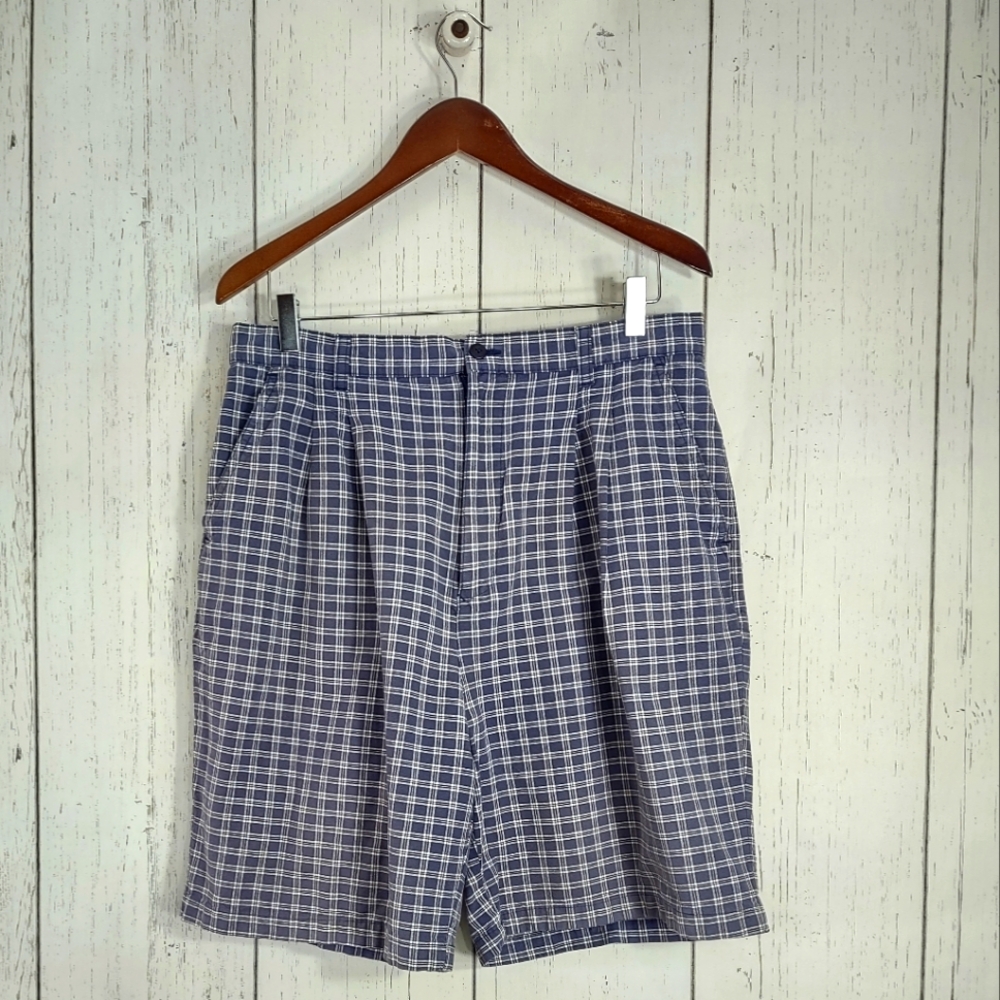 Vintage Northern Reflections Blue & White Cotton Plaid Shorts